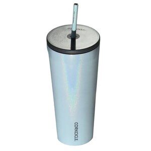 Corkcicle 24oz Blue Coated Stainless Steel Insulated Tumbler With Lid & Straw